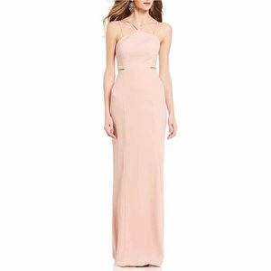 Blush Ruffle Back Cutout Gown